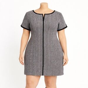 Talbots Black and White Short-Sleeve Tweed-Style Tunic